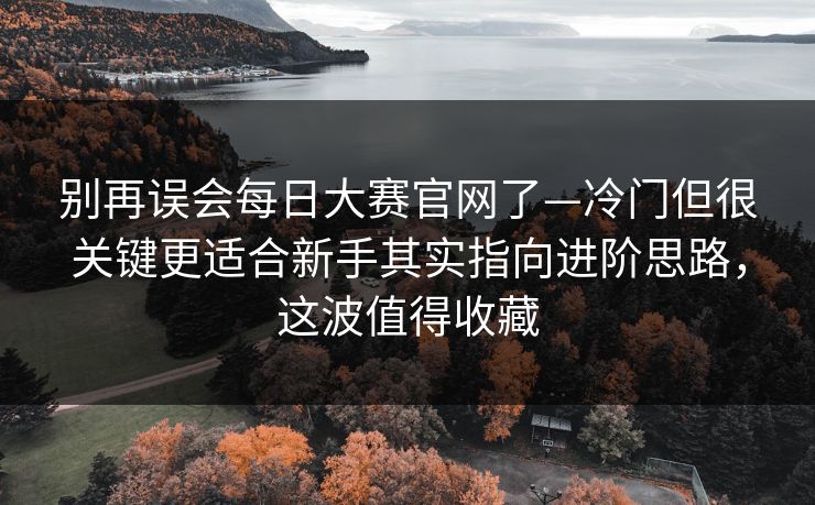 别再误会每日大赛官网了—冷门但很关键更适合新手其实指向进阶思路，这波值得收藏